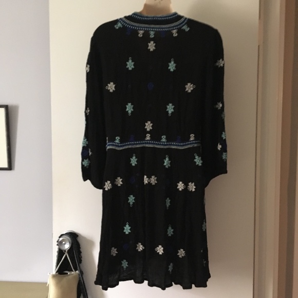 FREE PEOPLE Black Embroidered Star Gazer Dress M - Picture 7 of 8